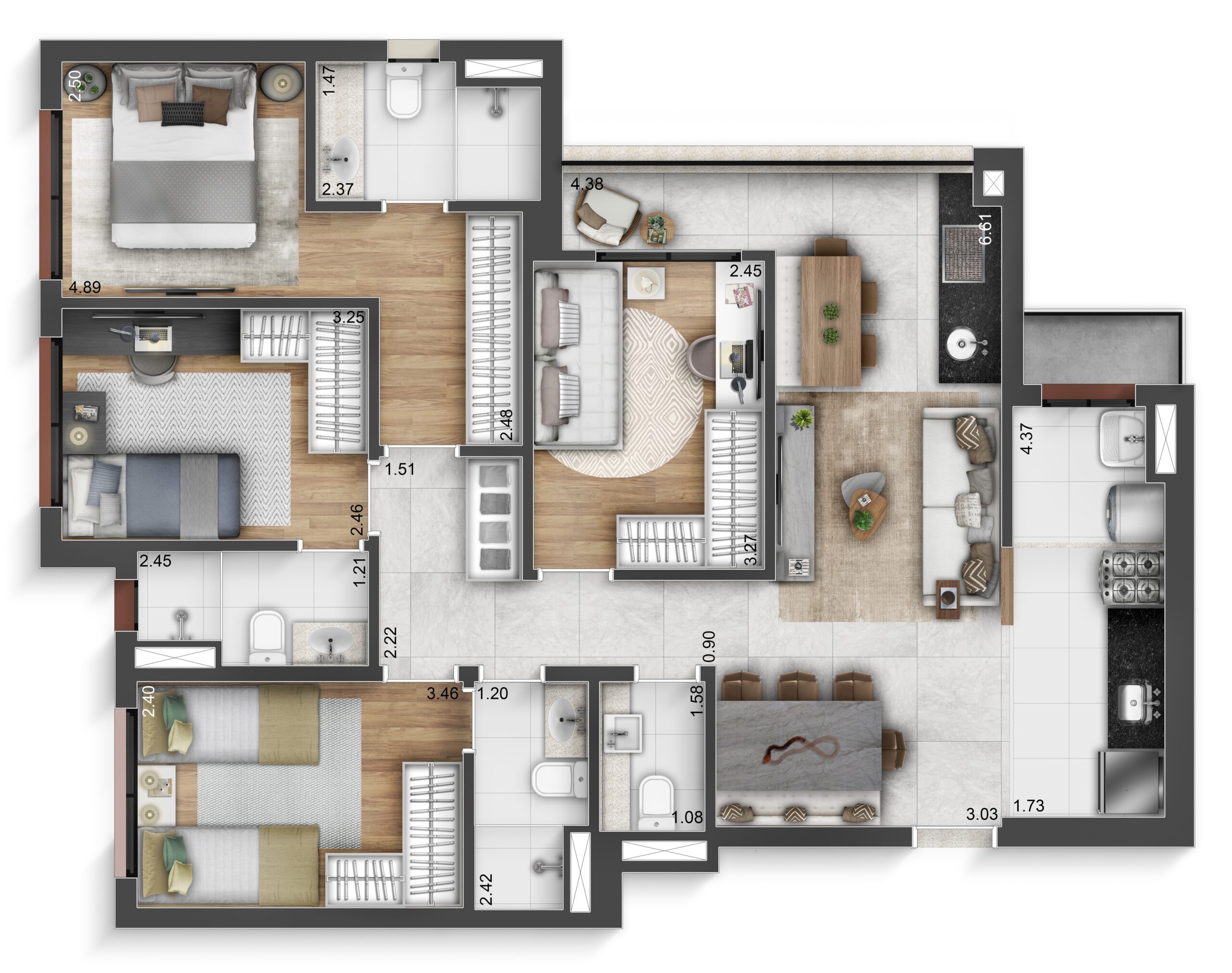 Planta 95m² tipo