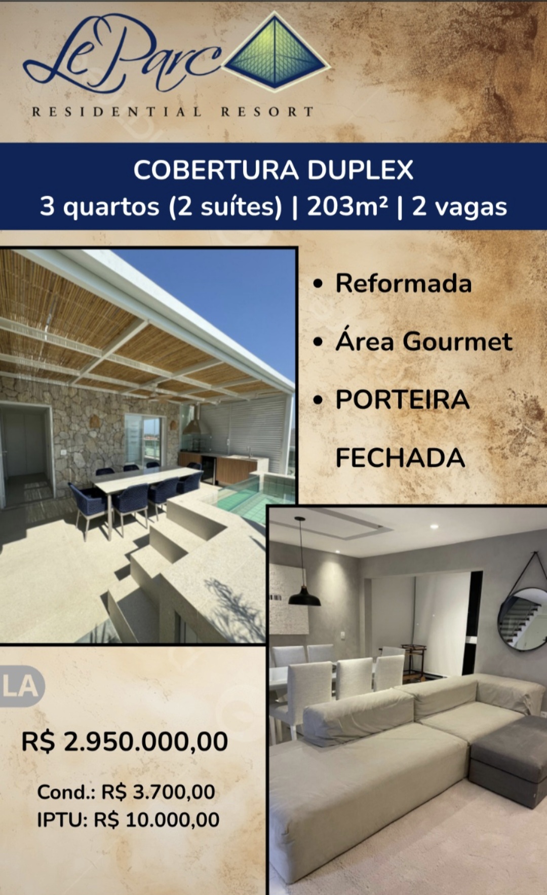 Le Parc cob de 3q 2s 2v com 203m2 por 2.950.000,00. ni