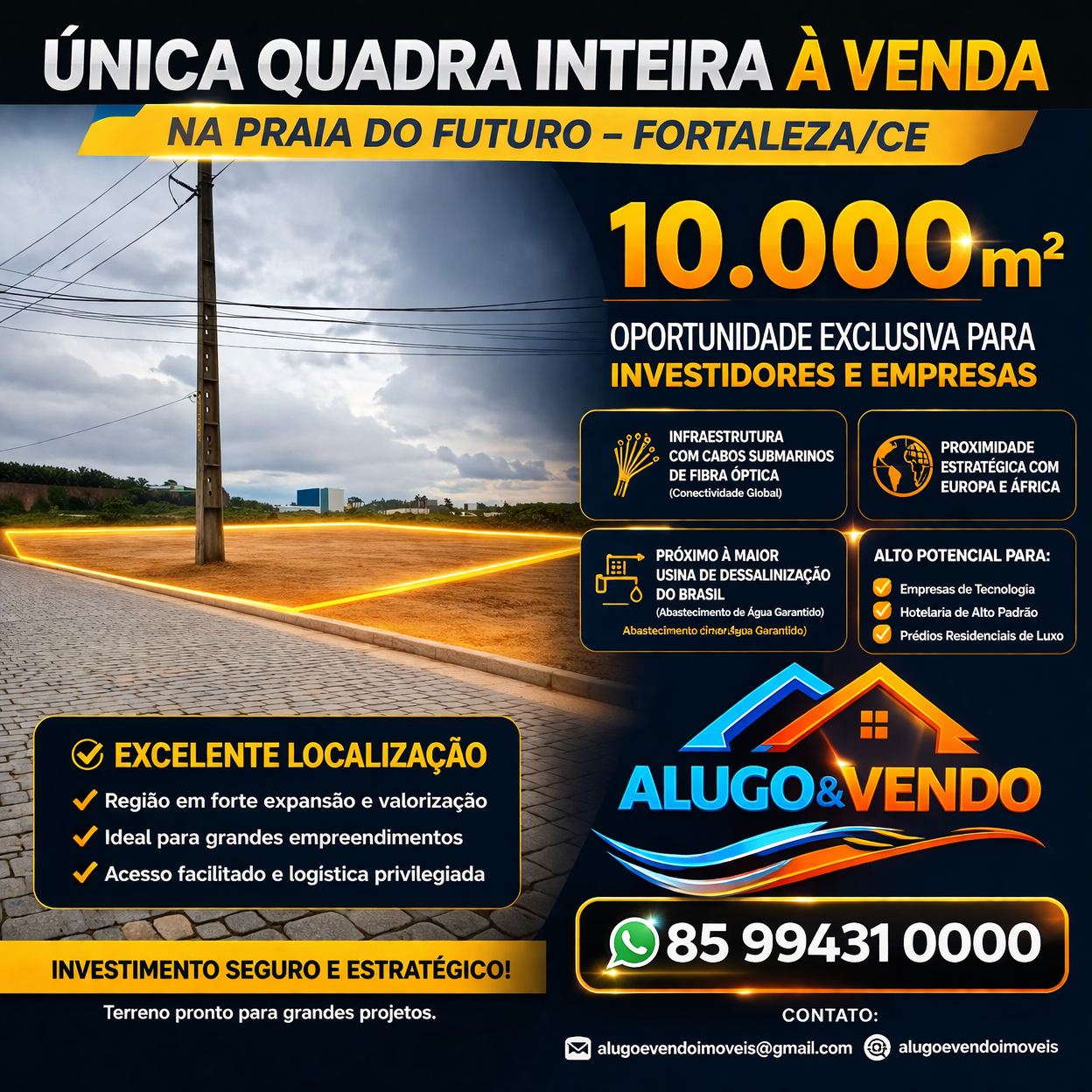 WHATSAPP 85 99431 0000  TERRENO NA PRAIA DO FUTURO - QUADRA DE 10 MIL METROS QUADRADOS  03